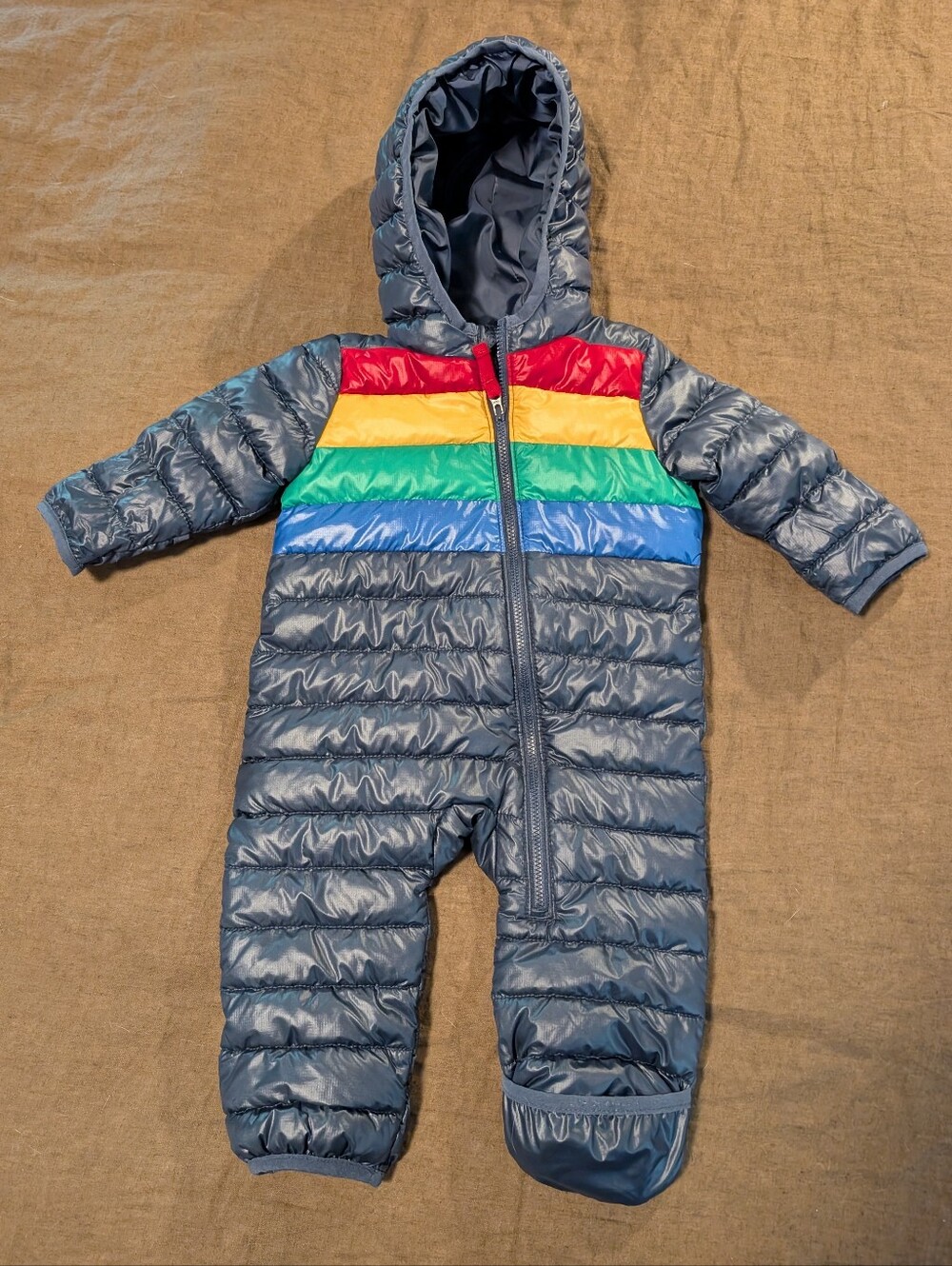 Primary Navy Baby Puffer One-Piece